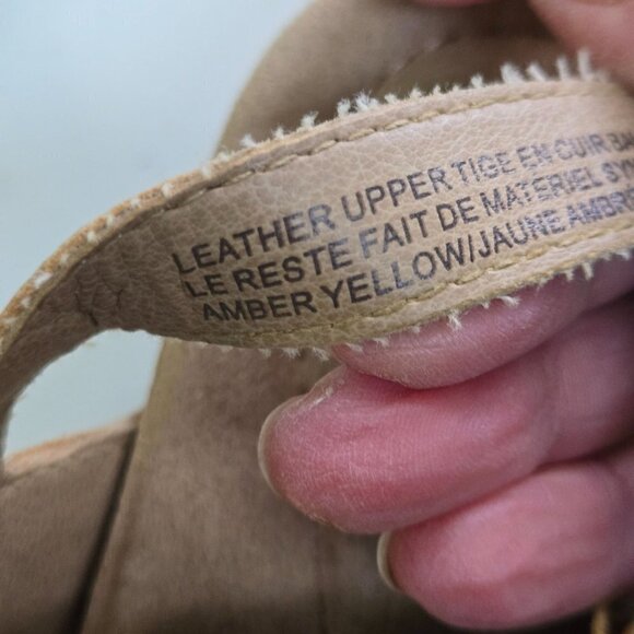 Earth Origins Kendra Khloe Leather Cork Wedge Sandals Amber Yellow Size 7M - Picture 8 of 9